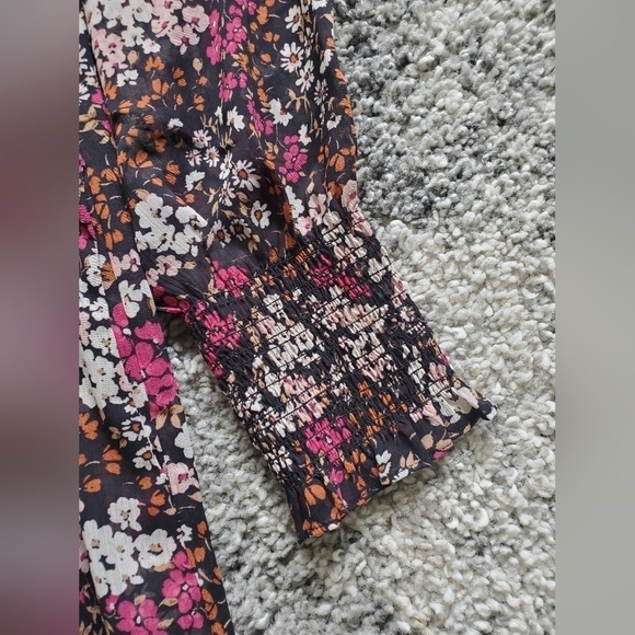 Ann Taylor Floral Smocked Neck Shift 8 Petite A-Line Prairie Dress - Picture 5 of 15